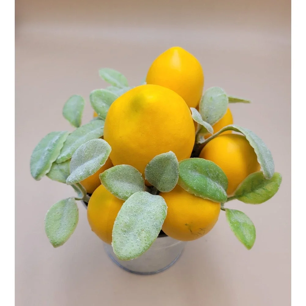Faux Lemon Arrangement in Galvanized Metal Bucket Farmhouse Centerpiece Decor